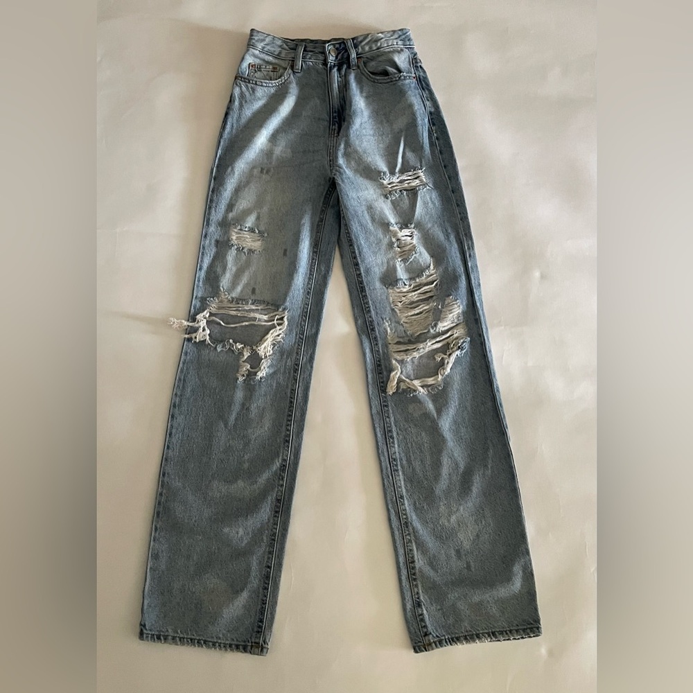 PacSun Light Blue Distressed Straight Boyfriend Jeans